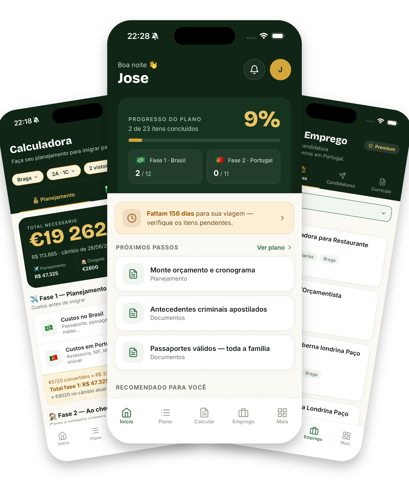 Telas do app GPS Portugal